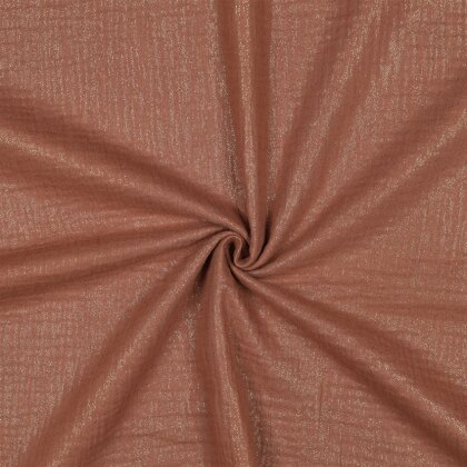 Musselin feine Glitzerpunkte - cognac