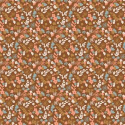 Baumwolljersey Organic kleine Blumen - haselnuss