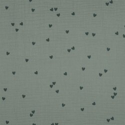 Musselin kleine Herzen - nilblau