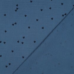 Musselin kleine Herzen - indigo