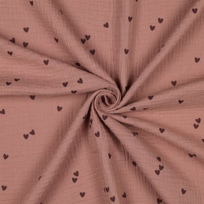 Musselin kleine Herzen - hellmokka