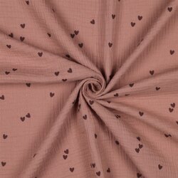 Musselin kleine Herzen - hellmokka