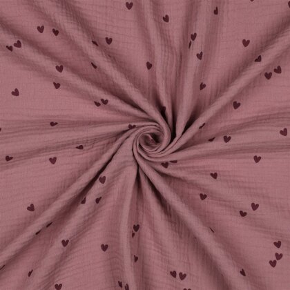 Musselin kleine Herzen - mauve