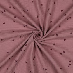 Musselin kleine Herzen - mauve
