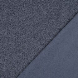 Teddystoff Doppelseitig Uni - jeansblau