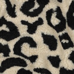 Teddystoff Leopunkte - creme/schwarz
