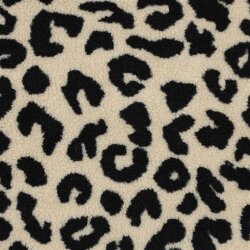 Teddystoff Leopunkte - creme/schwarz