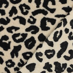 Teddystoff Leopunkte - creme/schwarz