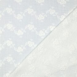 Musselin Bestickt Blumenwellen - weiß
