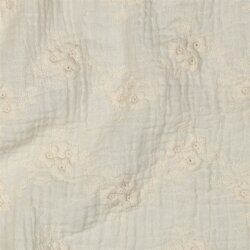 Musselin Bestickt Blumenwellen - cremebeige