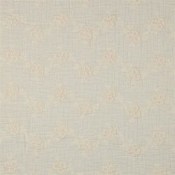 Musselin Bestickt Blumenwellen - cremebeige