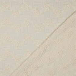 Musselin Bestickt Blumenwellen - cremebeige