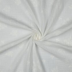 Musselin Bestickt Blumen - weiß