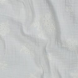 Musselin Bestickt Blumen - weiß