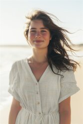 Musselin Bestickt Blumen - weiß