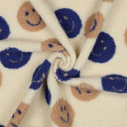Teddystoff Smiley - creme/blau