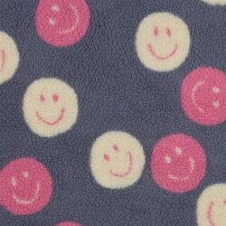 Teddystoff Smiley - jeansblau/softpink