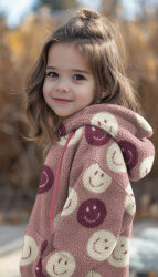 Teddystoff Smiley - jeansblau/softpink
