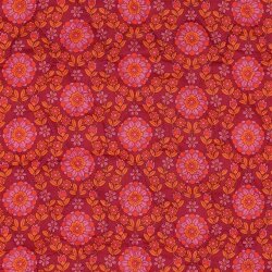 Baumwollvoile Steppstoff 2-Seitig  Blumen-Streifen - pink/rot
