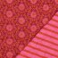 Baumwollvoile Steppstoff 2-Seitig  Blumen-Streifen - pink/rot