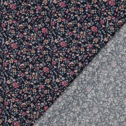 Baumwollpopeline Blümchen - nachtblau