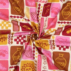 Baumwollpopeline Sommer Patchwork - altweiß