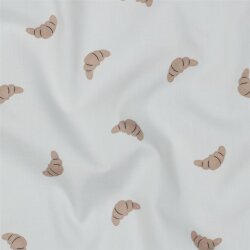 Baumwollpopeline Digital Croissants - weiß