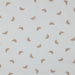 Baumwollpopeline Digital Croissants - weiß