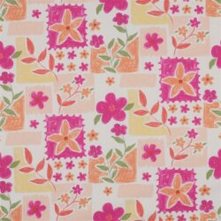 Baumwollpopeline Digital Blumenpatchwork - aprikose
