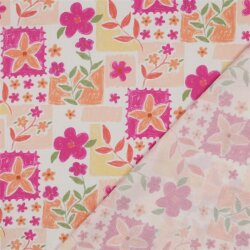 Baumwollpopeline Digital Blumenpatchwork - aprikose