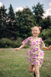 Baumwollpopeline Digital Blumenpatchwork - aprikose