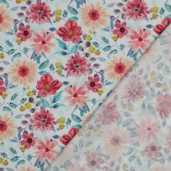 Baumwollpopeline Digital Blumenpracht - rot