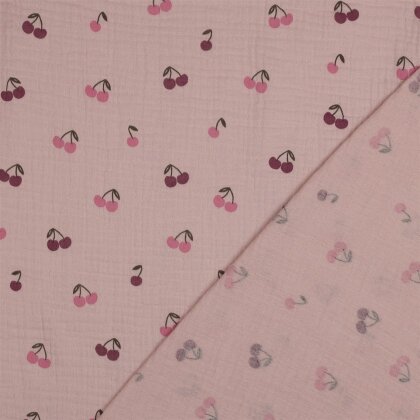 Musselin rote Kirschen - altantikpink