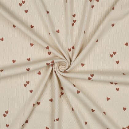 Rippenjersey Herzregen - cremebeige