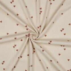 Rippenjersey Herzregen - cremebeige