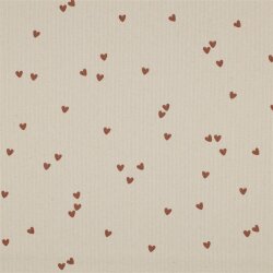 Rippenjersey Herzregen - cremebeige