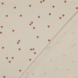 Rippenjersey Herzregen - cremebeige