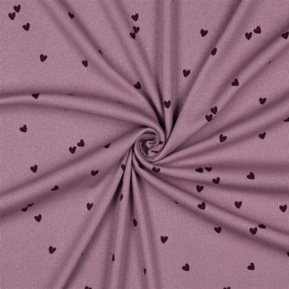 Rippenjersey Herzregen - malve