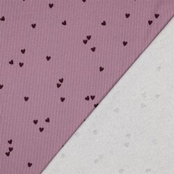 Rippenjersey Herzregen - malve