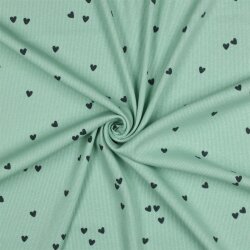 Rippenjersey Herzregen - mint