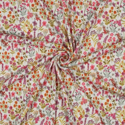 Rippenjersey Digital Blumenwiese - pink