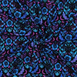 Baumwolljersey Digital Blumenzauber - schwarz
