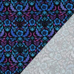 Baumwolljersey Digital Blumenzauber - schwarz