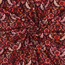 Baumwolljersey Digital Blumenzauber - dunkelrot