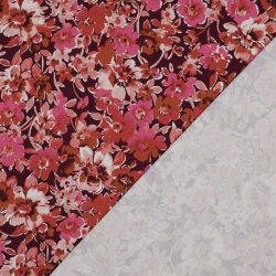 Baumwolljersey Digital Blumen - dunkelrot