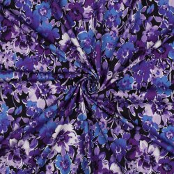 Baumwolljersey Digital Blumen - dunkelblau