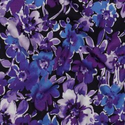 Baumwolljersey Digital Blumen - dunkelblau
