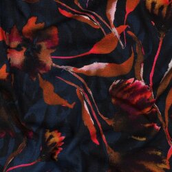 Baumwolljersey Digital XL Blumen - dunkelblau