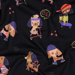 Baumwolljersey Digital Hunde Sport - nachtblau