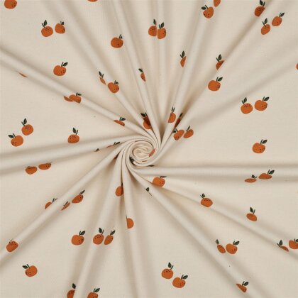 Baumwolljersey Bio~Organic Orangen - cremebeige